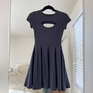 BlackMilk Clothing, Matte Black Peephole Skater Mini Dress, Size Small/2-4